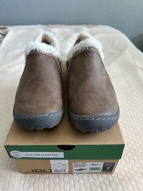 JBU Brown Faux-Fur Lined Slip-On Clogs